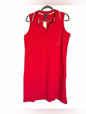 GAP Red Sleeveless Polo Dress with Contrast Trim
